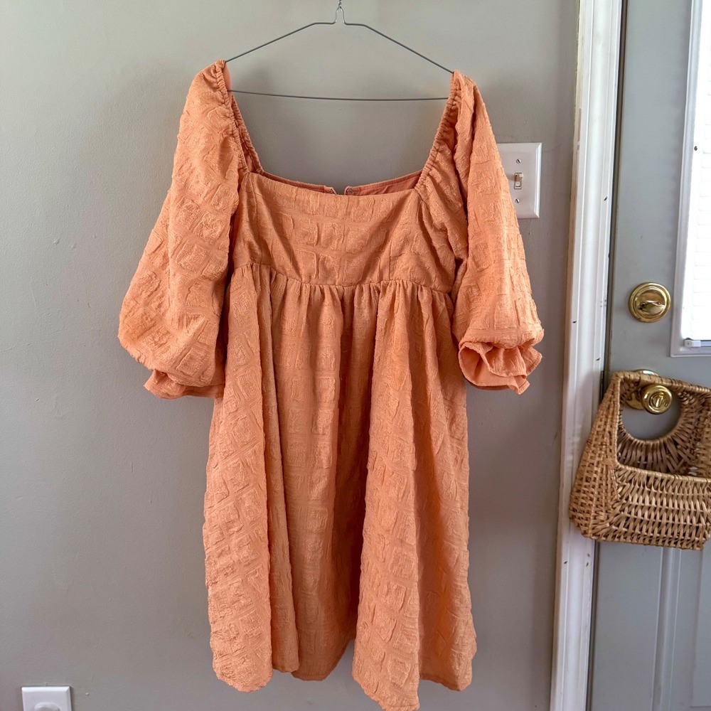 Sweet Lemon puff sleeve orange dress